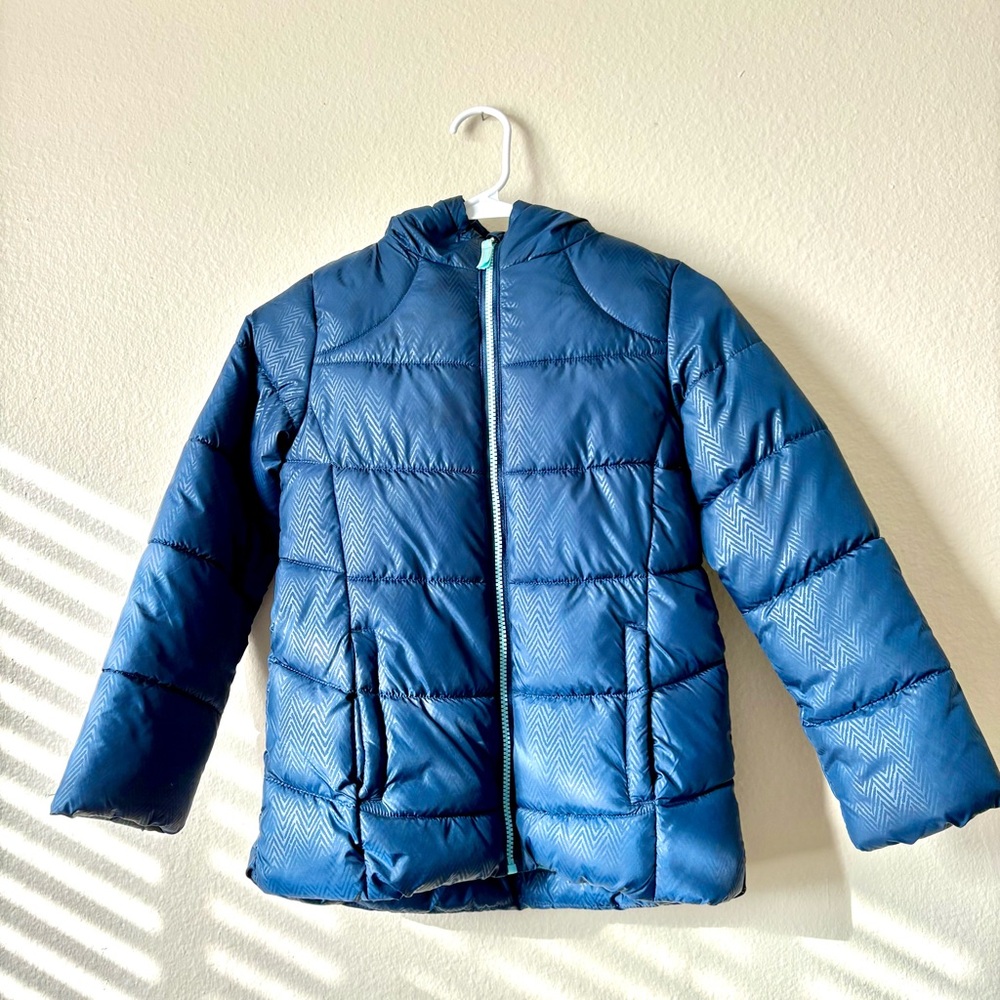 Wonder Nation Navy Hooded Puffer Jacket – Size 8 (Girl)